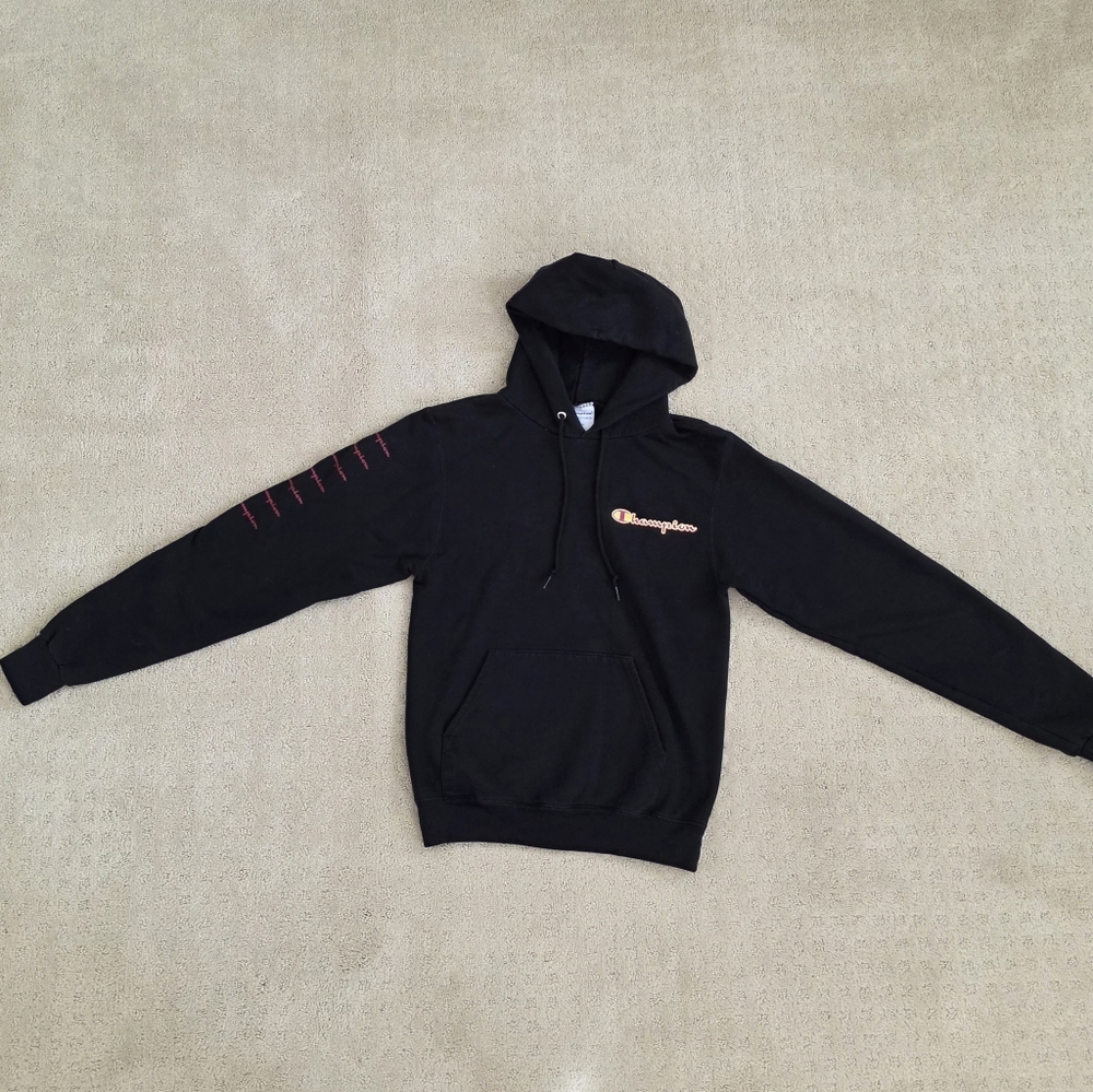 Women Champion Black Hoodie with Red And Yellow Accents